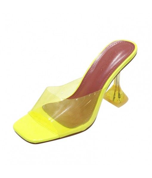 2020 stock hot sale PVC strap women shoe high heel pumps ladies bright color PVC strap suede crystal spike heel platform pumps 