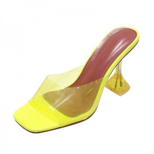 2020 stock hot sale PVC strap women shoe high heel pumps ladies bright color PVC strap suede crystal spike heel platform pumps 