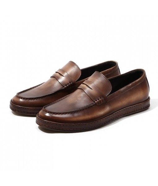 Brown business man loafer casual loafers shoe male leather shoes for men 