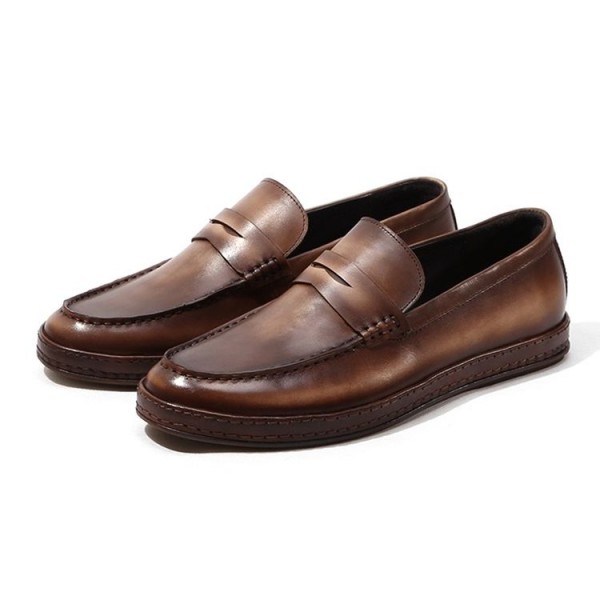 Brown business man loafer casual loafers shoe male leather shoes for men 