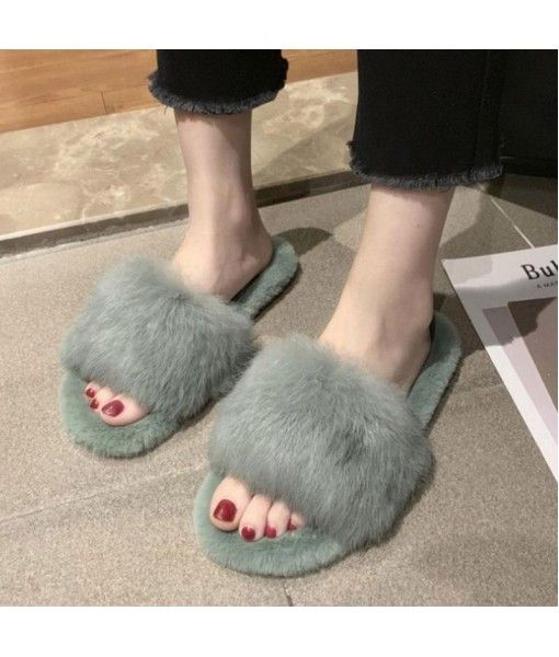 Breathable Comfortable rabbit fur slippers 