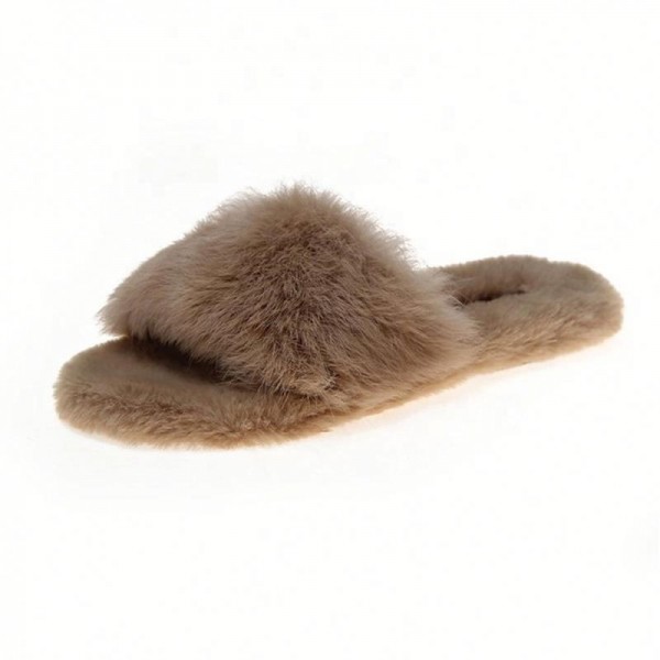 Breathable Comfortable rabbit fur slippers for woman