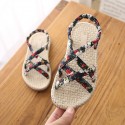 Bohemian style  summer flat shoes girls kids sweet floral sandals