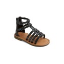 Vintage Woven Roman Style Flat Black Sandals For Girls