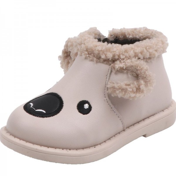 New design winter fashion cute warm boys and girls shoes faux fur PU leather kids snow boots