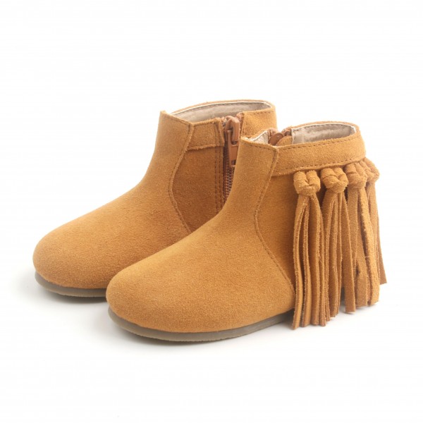 Hot Selling Kids Leather Boots Classic Tassel Children Girls Boots 