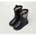 New design children winter leather black shoes kids fancy boots for girls 
