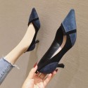 666-20 new 2019 autumn/winter women's high-heeled shoes, thin heel, pointed toe, light suede, girl's style and women's sole rubber