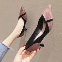 666-20 new 2019 autumn/winter women's high-heeled shoes, thin heel, pointed toe, light suede, girl's style and women's sole rubber