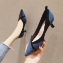 666-20 new 2019 autumn/winter women's high-heeled shoes, thin heel, pointed toe, light suede, girl's style and women's sole rubber