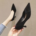 666-20 new 2019 autumn/winter women's high-heeled shoes, thin heel, pointed toe, light suede, girl's style and women's sole rubber