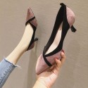 666-20 new 2019 autumn/winter women's high-heeled shoes, thin heel, pointed toe, light suede, girl's style and women's sole rubber