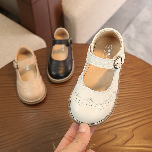 Children's shoes spring and autumn retro British girls' single shoes leather soft sole baby shoes Korean children's shoes