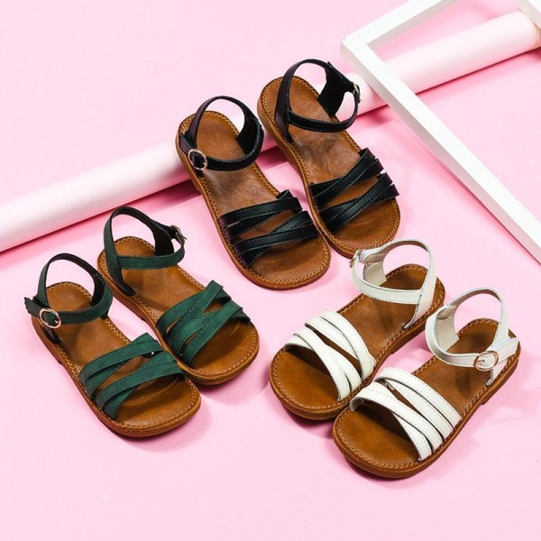 Girls' fashion little girls' sandals 2019 summer new children's leather soft sole shoes student princess shoes

