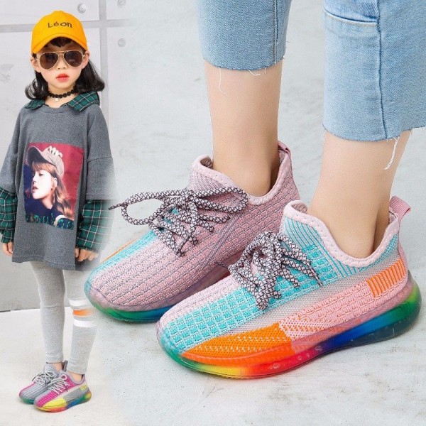 Children's flying knitting sneakers 2020 new spring and summer boys and girls coconut shoes baby mesh breathable dad shoes
