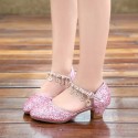 Wholesale 2019 new girls' leather shoes, students' Baotou crystal sandals, Korean version, high-heeled children's princess shoes