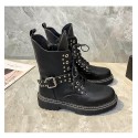 Cross border large size Martin boots women's wholesale of new European and American flat bottomed round head Liuding foreign trade short boots women's manufacturers in autumn and winter 2020 