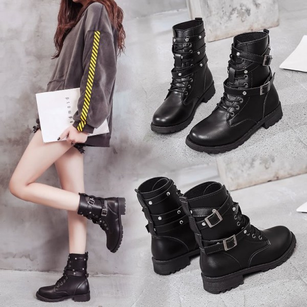 Boots children 2020 autumn and winter new flat bottomed thick heel Martin boots high top Knight boots large short boots foreign trade women's shoes 