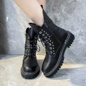 Cross border large size Martin boots women's wholesale of new European and American flat bottomed round head Liuding foreign trade short boots women's manufacturers in autumn and winter 2020 