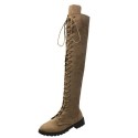 Foreign trade large size Knight boots women's 2020 autumn and winter new European and American flat bottomed round head low heel cross-border Knee Boots manufacturers