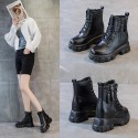 2021 autumn new leather Martin boots women's thick bottom inner increased double zipper student shoes Korean women's Boots