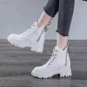 2021 autumn new leather Martin boots women's thick soled inner raised double zipper casual student shoes women's Boots
