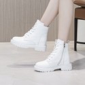 2021 spring new leather Martin boots women's thick bottom inner raised side zipper casual women's boots student shoes 