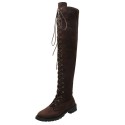 Foreign trade large size Knight boots women's 2020 autumn and winter new European and American flat bottomed round head low heel cross-border Knee Boots manufacturers