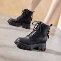 2021 Autumn New Genuine Leather Martin boots women's thick bottom inner increased Lace Up Korean buckle casual thin women's Boots 