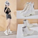 2021 Autumn New Genuine Leather Martin boots women's thick bottom inner increased Lace Up Korean buckle casual thin women's Boots 