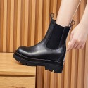 2021 autumn new leather Martin boots women's thick bottom inner raised leisure chimney boots women's Chelsea short boots