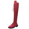 Foreign trade large size Knight boots women's 2020 autumn and winter new European and American flat bottomed round head low heel cross-border Knee Boots manufacturers