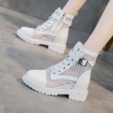 2021 spring new mesh breathable Martin boots women's thick bottom inner increase Korean side zipper buckle women's Boots 