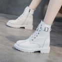 2021 autumn new leather Martin boots women's thick bottom inner increase casual Korean buckle boots female student shoes