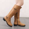 Amazon foreign trade boots women's 19 autumn and winter new European and American low heel round head flat bottom thick heel Knight boots women's wholesale 