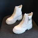 Fashion chimney boots children's autumn new thick bottom middle tube short tube heightening women's shoes Martin boots women's small women's shoes 
