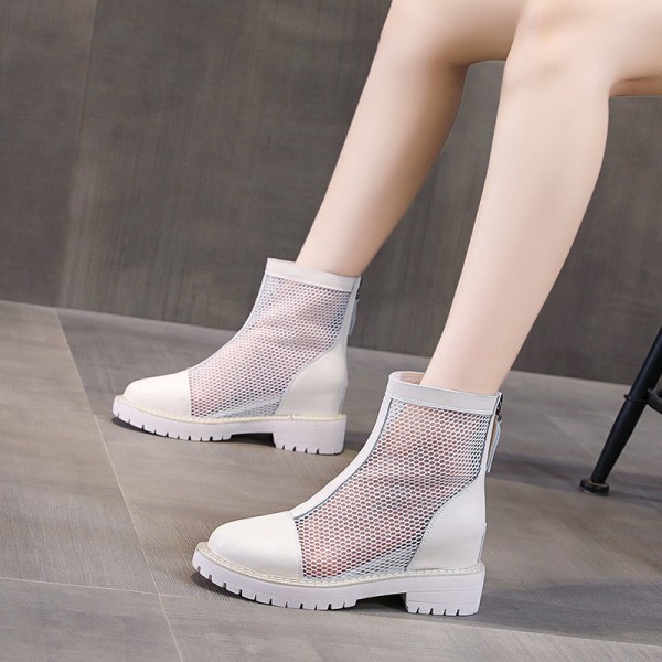 Hollow out Martin boots women's 2021 new summer thin mesh boots with increased leisure thin spring and autumn single boots 