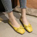 2021 spring new women's shoes Korean bow shallow flat sole single shoes square head soft sole comfortable Doudou shoes wholesale 