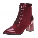 Autumn and winter fashion thick heel stitched elastic boots women's thin boots fashion large British short boots 