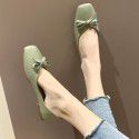 2021 spring new women's shoes Korean bow shallow flat sole single shoes square head soft sole comfortable Doudou shoes wholesale 