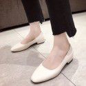 2021 spring new low heel shallow mouth single shoes thick heel square head leather black work shoes one foot women's shoes wholesale 