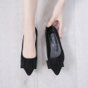 2021 spring new bow pointed shallow mouth single shoes flat bottomed suede flat heels women's shoes comfortable four seasons shoes wholesale 
