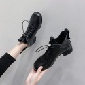 Fashion boots women's autumn 2021 new square root round head front lace up solid color middle heel nude boots in stock 