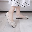 2021 spring new bow pointed shallow mouth single shoes flat bottomed suede flat heels women's shoes comfortable four seasons shoes wholesale 