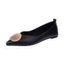 2021 spring new pointed shallow mouth flat shoes women's fashion metal round buckle comfortable flat single shoes women's shoes wholesale 