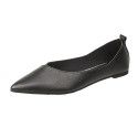 2021 spring new pointed flat shoes women's shallow flat heel shoes black comfortable leather work shoes wholesale 