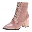 Autumn and winter fashion thick heel stitched elastic boots women's thin boots fashion large British short boots 