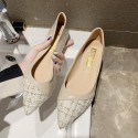 2021 spring new comfortable fairy style flat bottomed pointed single shoes fashion splicing lattice shallow mouth women's shoes wholesale 