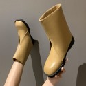 2021 autumn British style new women's boots round head thick bottom trousers tube boots retro fashion Knight boots 