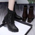 Women's short boots 2021 autumn and winter new leather pointed Martin boots thick heel Plush medium short boots high heels fashion boots 